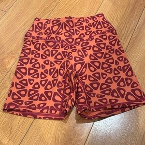 Vitality Orange & Maroon Patterned Bike Shorts NWOT